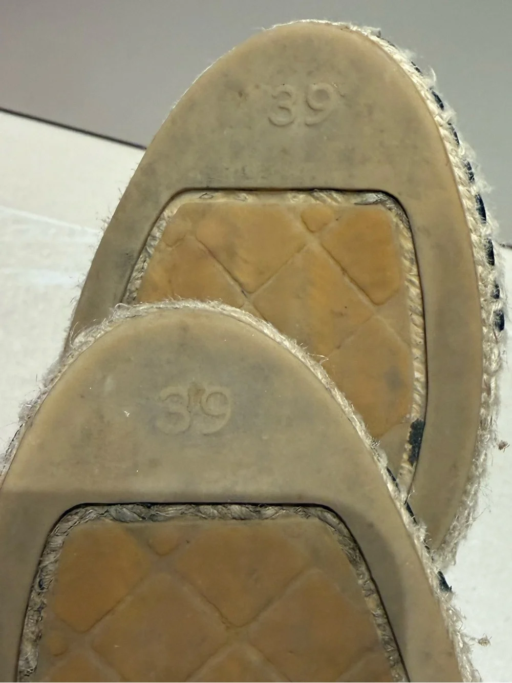 CHANEL Cream Leather Espadrilles with Black Cap Toe